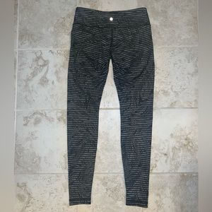 Lululemon Leggings, Palm Design with Stripes, Color: Black/Grey, Size: 6